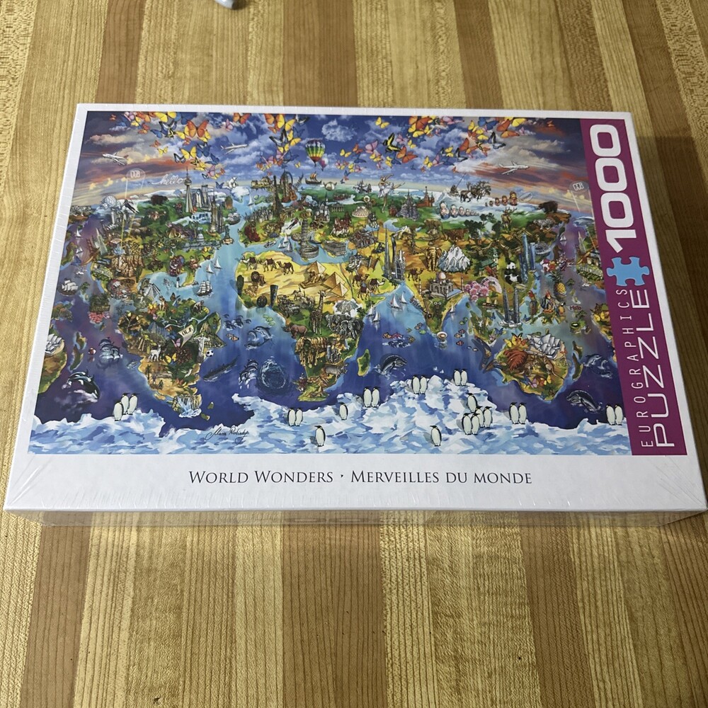 World Wonders 1000 Piece Jigsaw Puzzle NEW Sealed Eurographics Map Butterflies